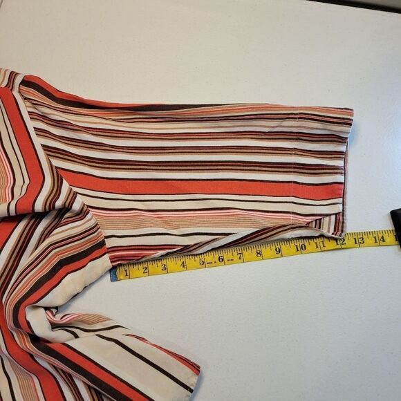 Lane Bryant Coral Cream Stripe Linen Button Down Blouse Women's Plus Size 22/24 - Picture 4 of 8